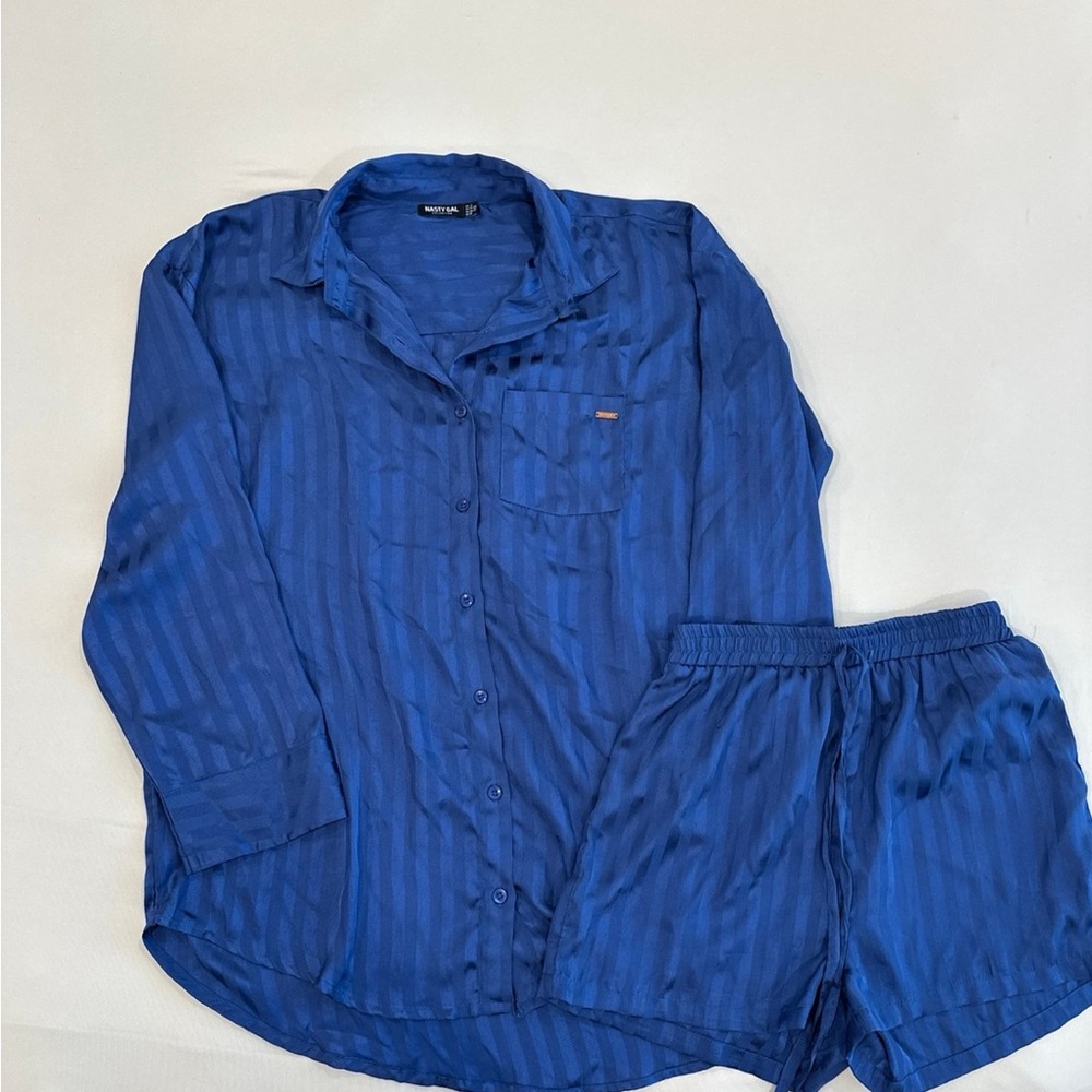 Nasty Gal Navy Striped pajama set